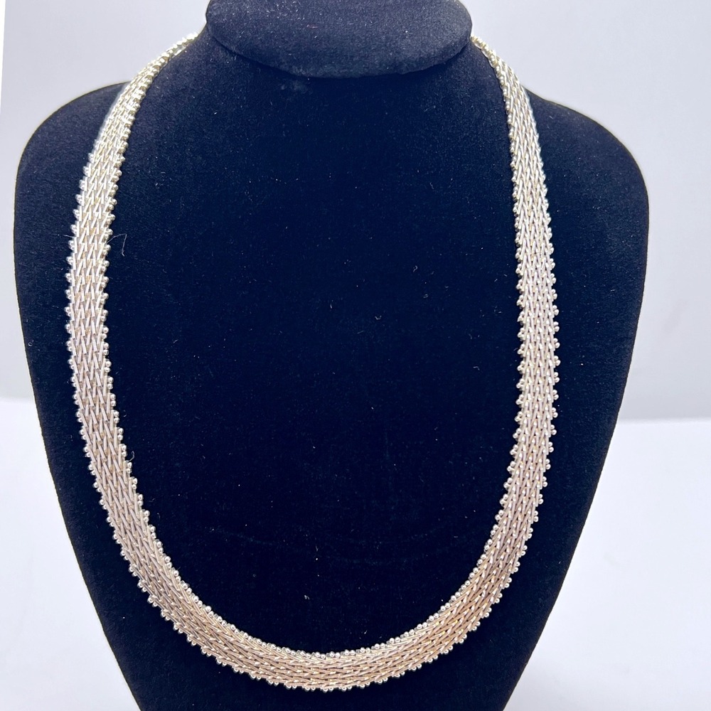 Milor Italy .925 Sterling Silver Riccio‎ Necklace 17" Vintage Box Clasp